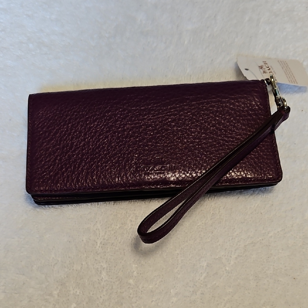 Coach Dark Purple Leather Wristlet